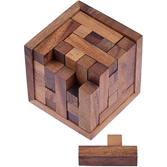 PACKING CUBE 125 CUBE S - 3D PUZZLE - THINKING GAME - PUZZLE GAME - PATIENCE GAME - LOGIC GAME IN WOODEN FRAME - Image 1